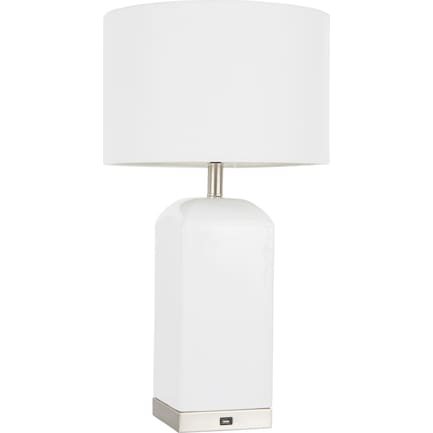 Celie Table Lamp - Stainless/White
