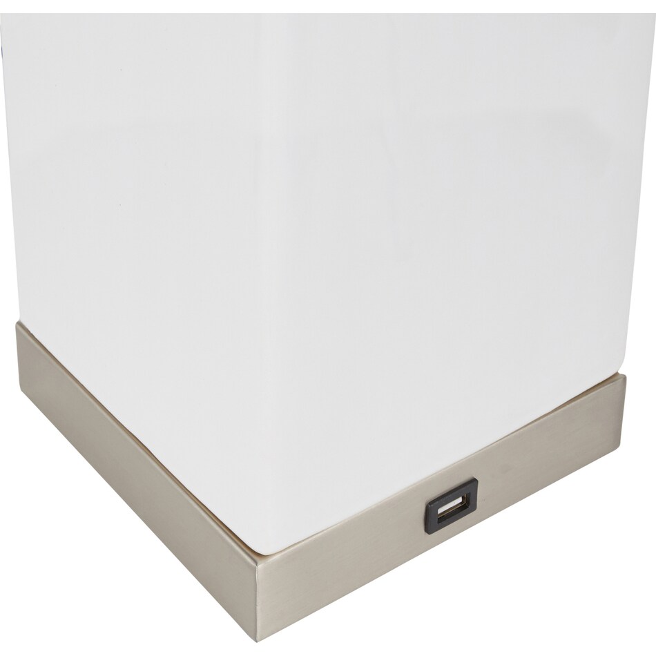 celie stainless white table lamp   