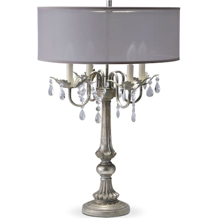 Undefined American Signature Furniture, Silver Chandelier Table Lamp Shade