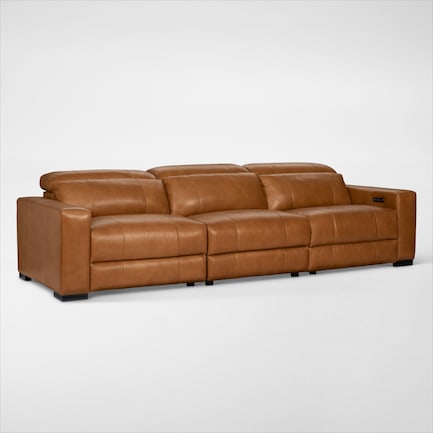 Chapman 3-Piece Dual-Power Reclining Sofa - Saddle