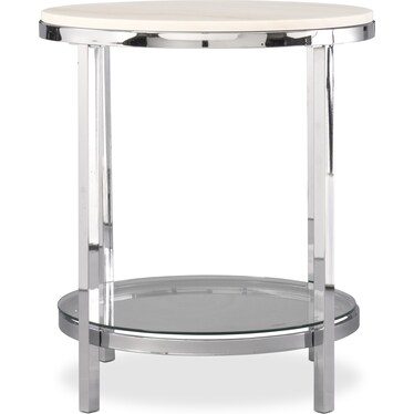 Charisma Marble End Table - Chrome and White