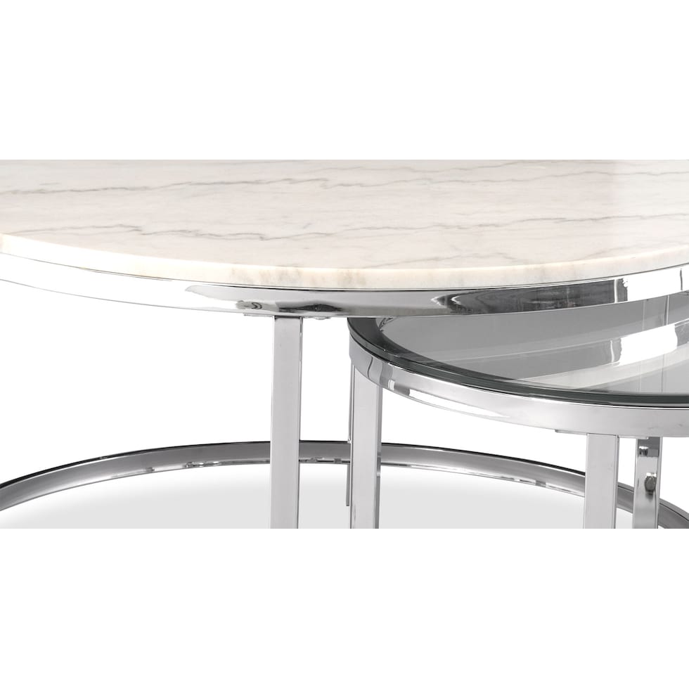 charisma chrome and white nesting coffee table   