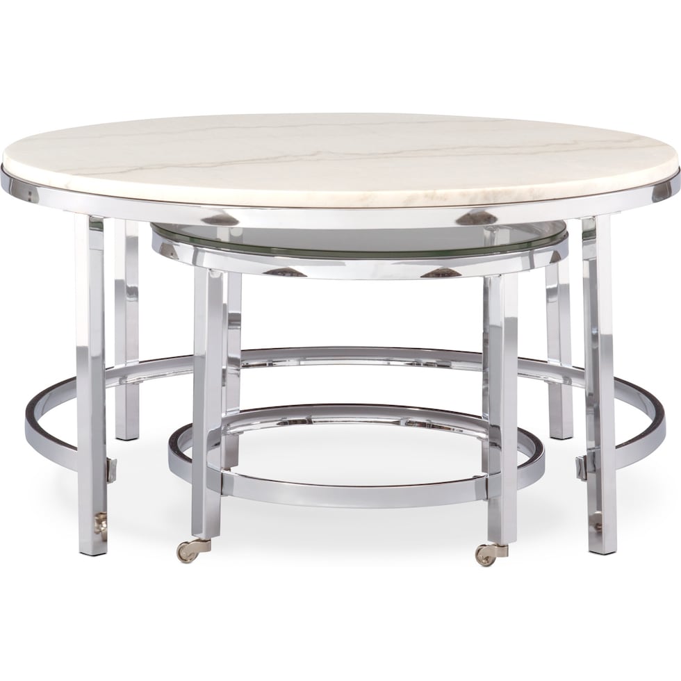 charisma chrome and white nesting coffee table   