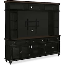 charleston black entertainment wall unit   