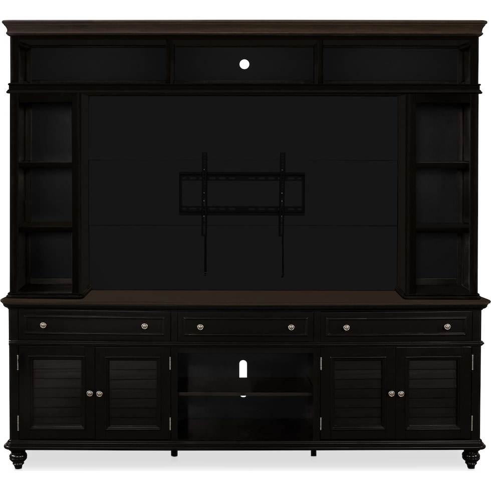 charleston black entertainment wall unit   