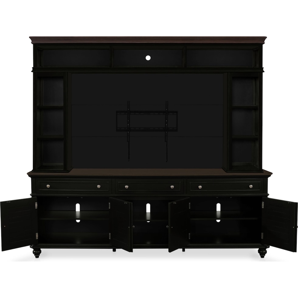 charleston black entertainment wall unit   