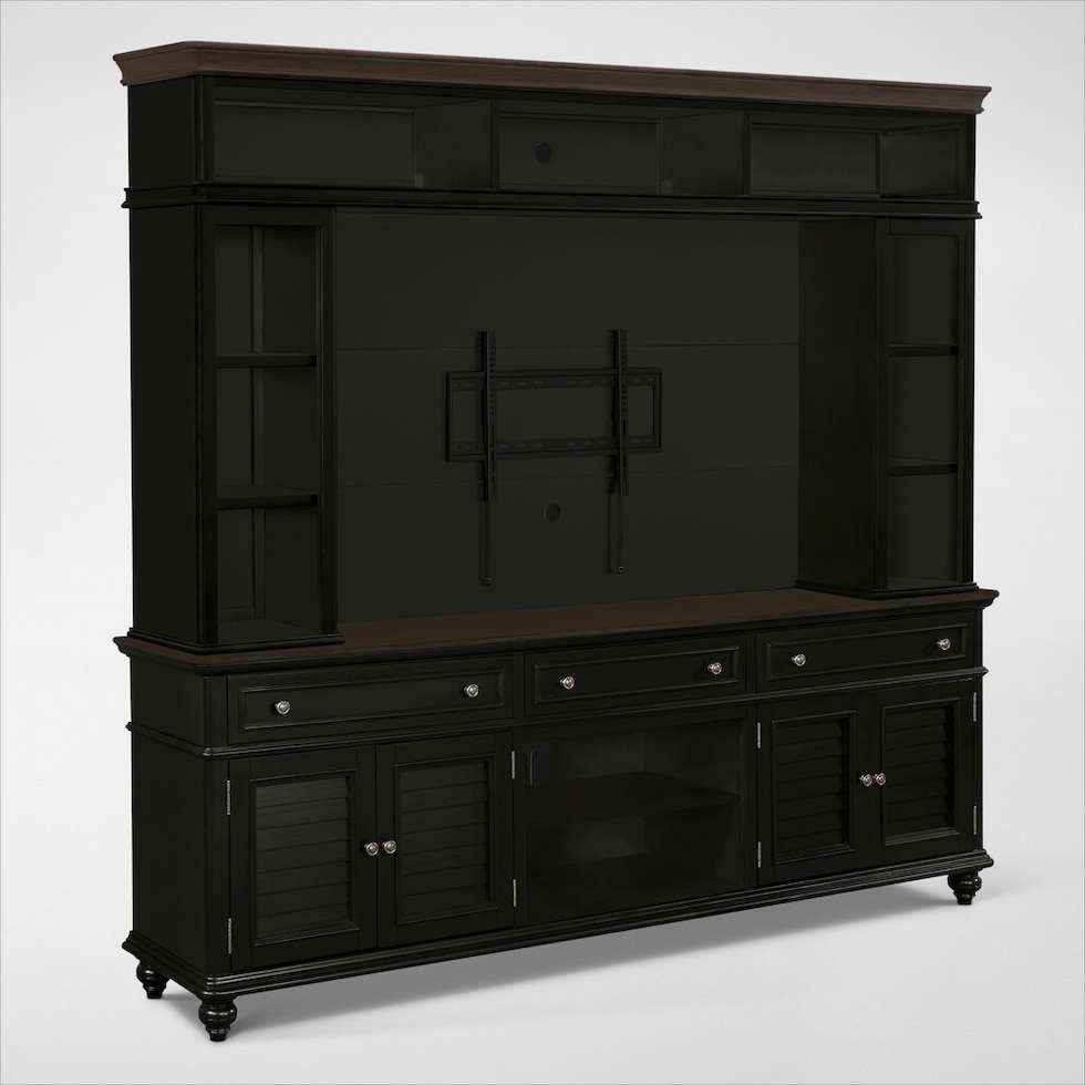 charleston black entertainment wall unit   