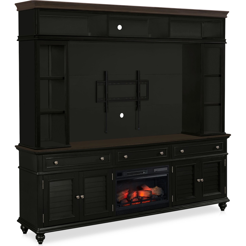 charleston black entertainment wall unit   