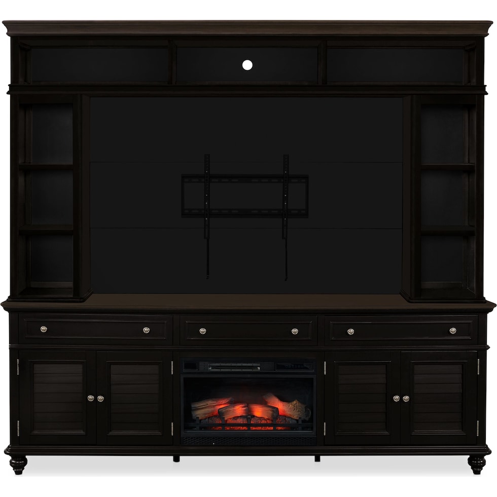 charleston black entertainment wall unit   