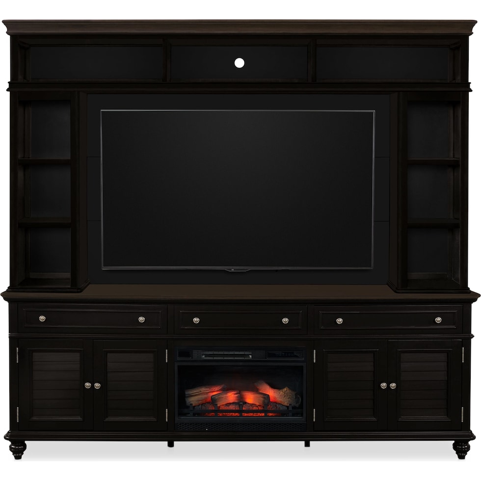 charleston black entertainment wall unit   