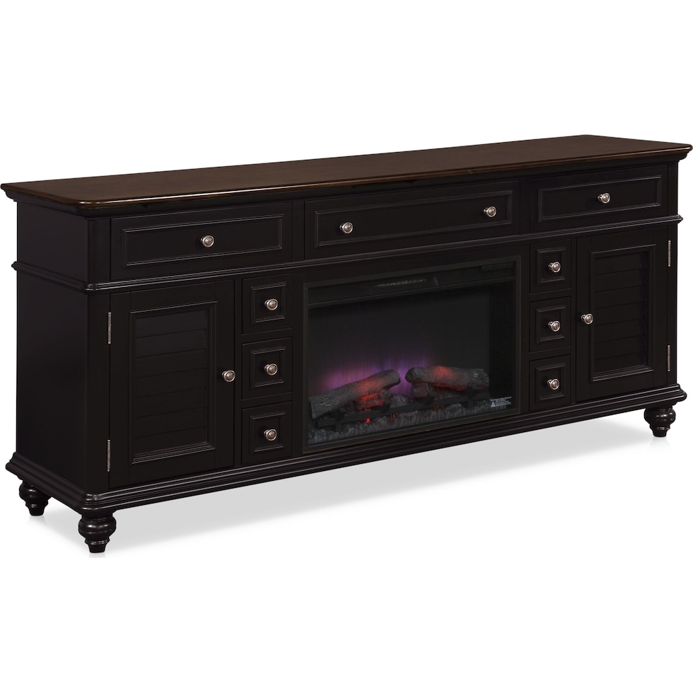 charleston black fireplace tv stand   