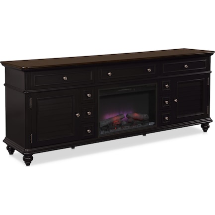 Charleston 84" Fireplace TV Stand - Black