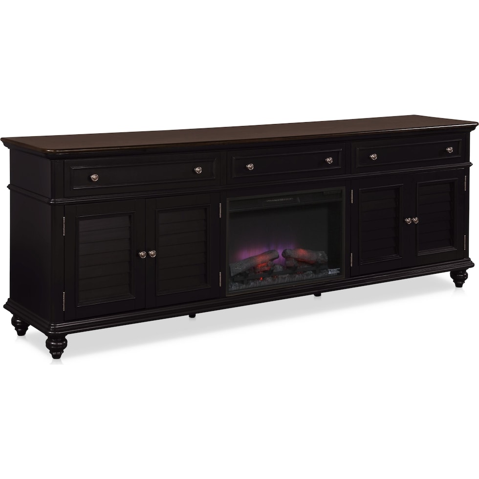 charleston black fireplace tv stand   