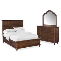 charleston dark brown  pc queen storage bedroom   