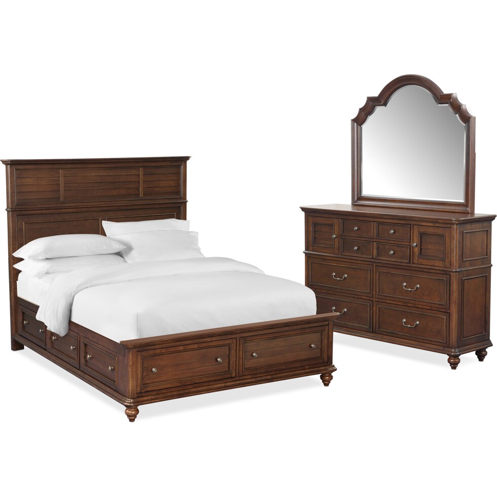charleston dark brown  pc queen storage bedroom   
