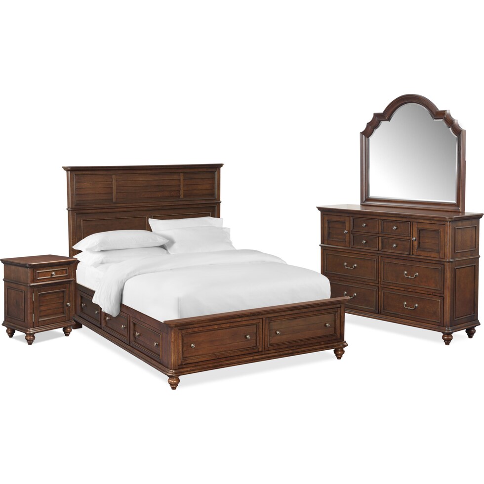 charleston dark brown  pc king storage bedroom   