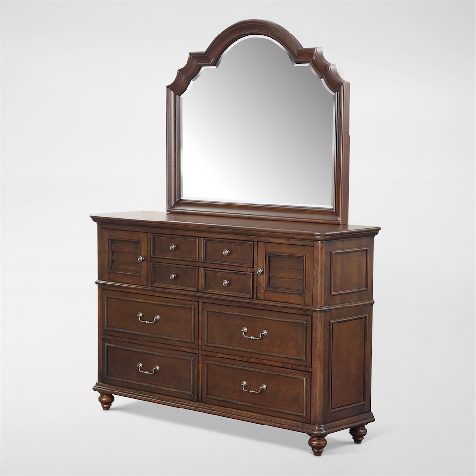 charleston dark brown dresser and mirror   