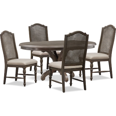 Charleston Round Dining Table and 4 Cane Back Dining Chairs