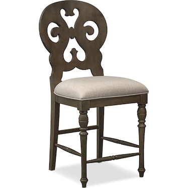 Charleston Counter-Height Scroll-Back Stool