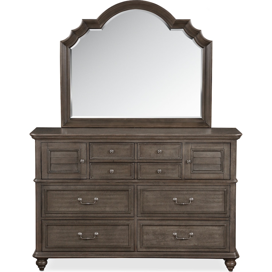 charleston gray dresser & mirror   