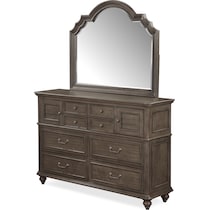 charleston gray dresser & mirror   