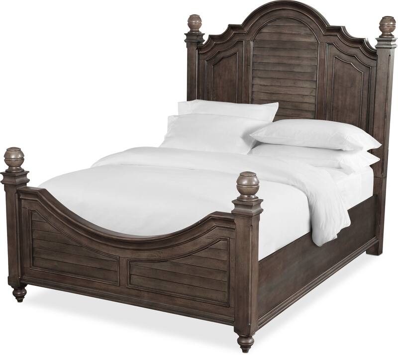 Charleston King Poster Bed Gray American Signature Furniture