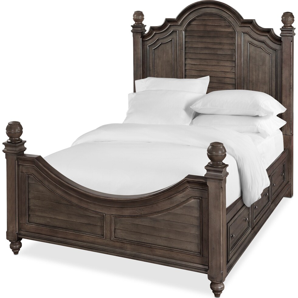 charleston gray king storage bed   