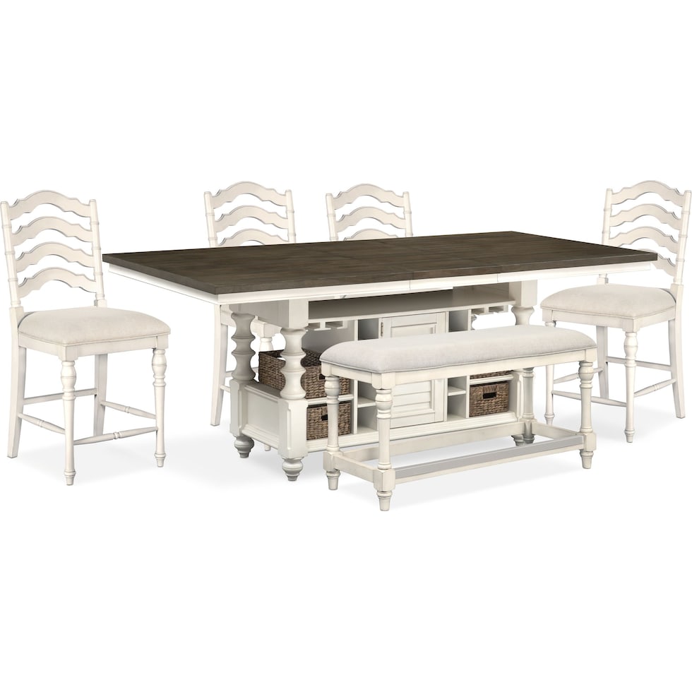 charleston white  pc counter height dining room   