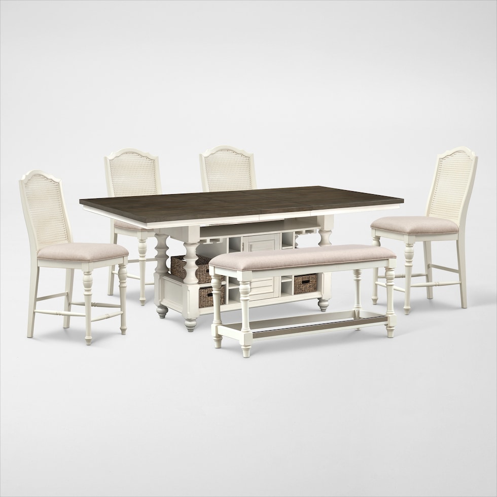 charleston white  pc counter height dining room   