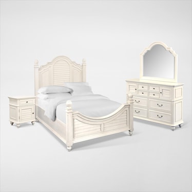 Charleston 6-Piece Poster Bedroom Set with Nightstand, Dresser and Mirror