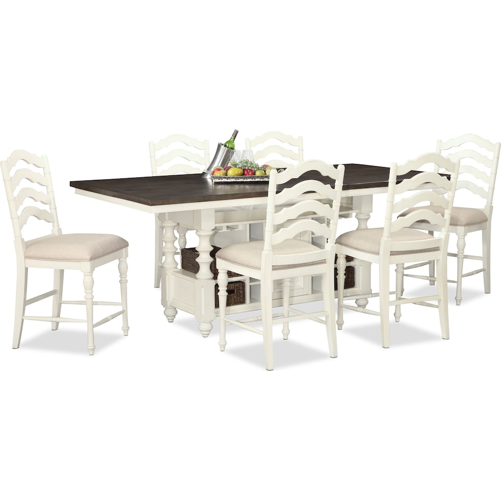 charleston white  pc counter height dining room   