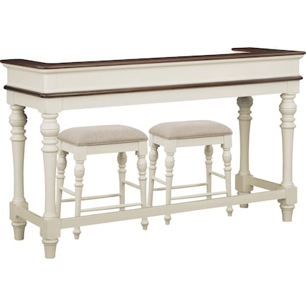 Charleston Console Table and 2 Stools - White