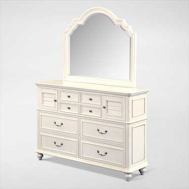 Charleston Dresser and Mirror - White