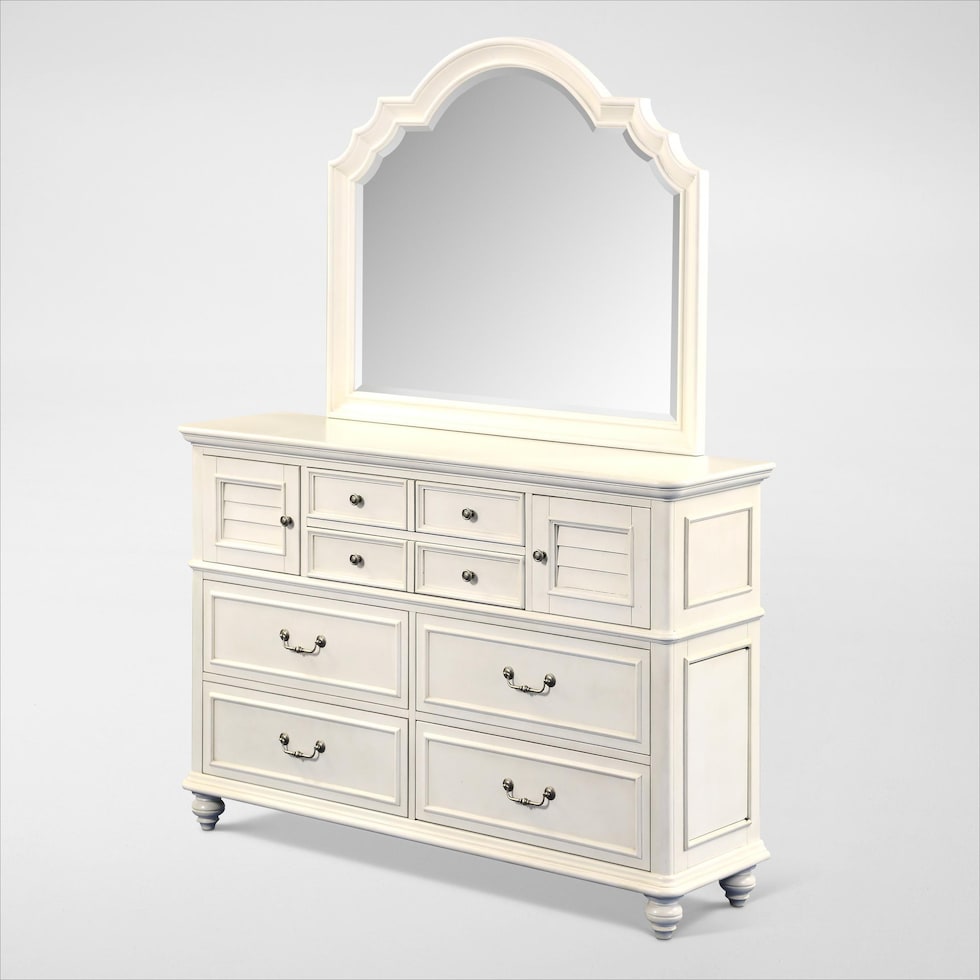 charleston white dresser and mirror   