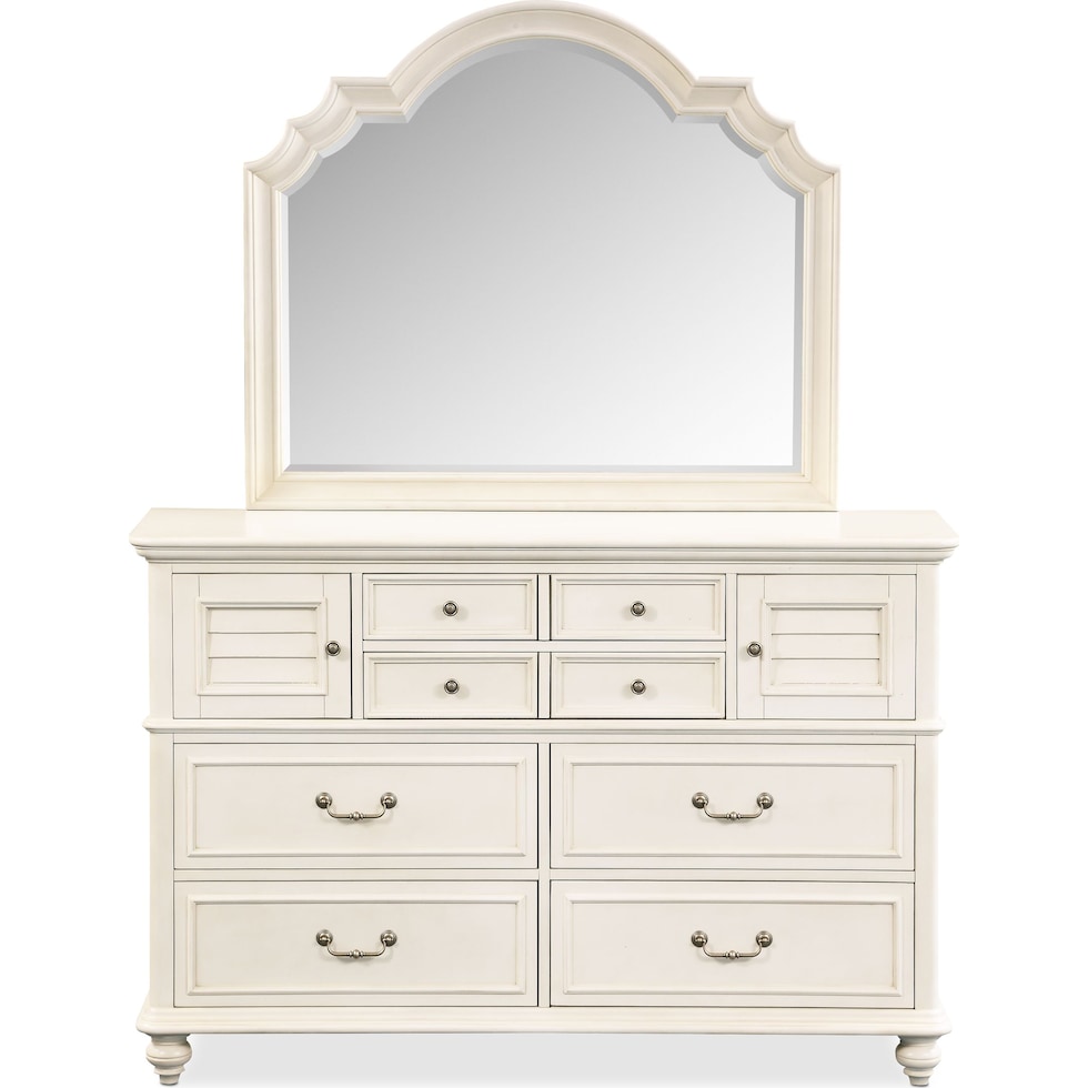 charleston white dresser and mirror   