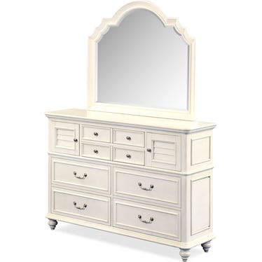 Charleston Dresser and Mirror - White