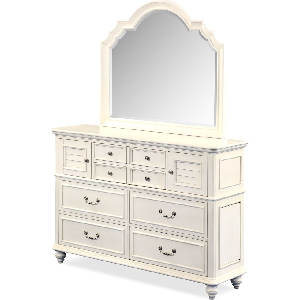 charleston white dresser and mirror   