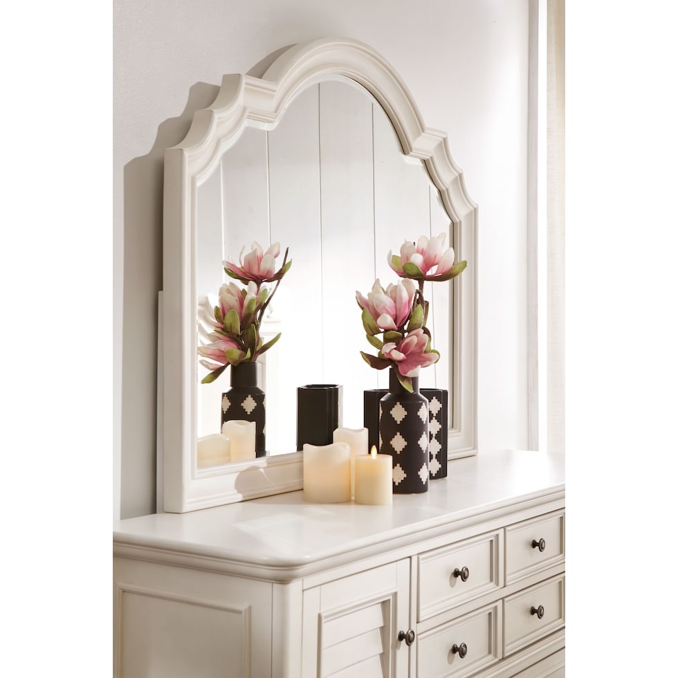 charleston white dresser and mirror   