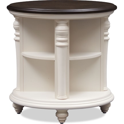 Charleston Round End Table American, Antique White Round End Tables