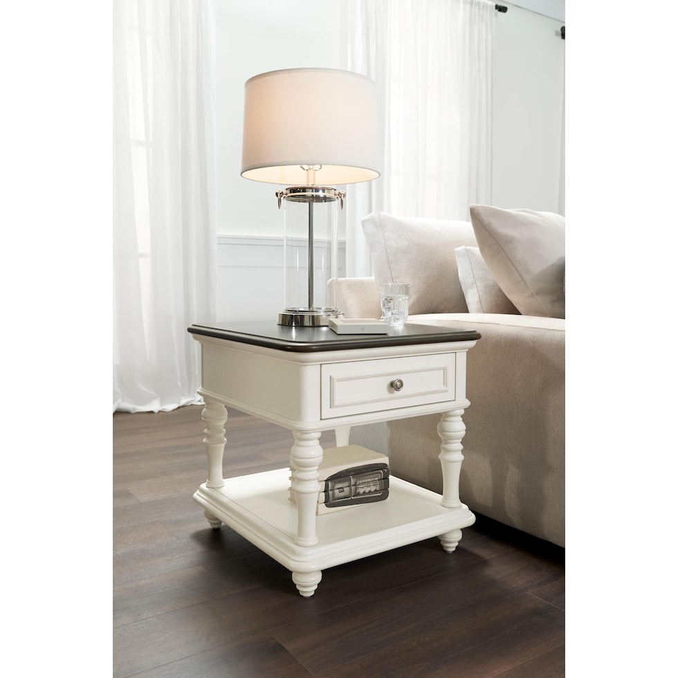 charleston white end table   