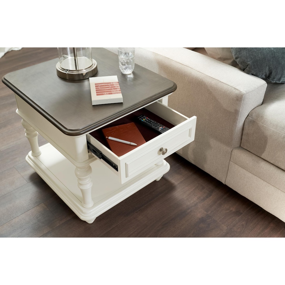 charleston white end table   