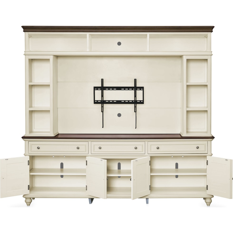 charleston white entertainment wall unit   