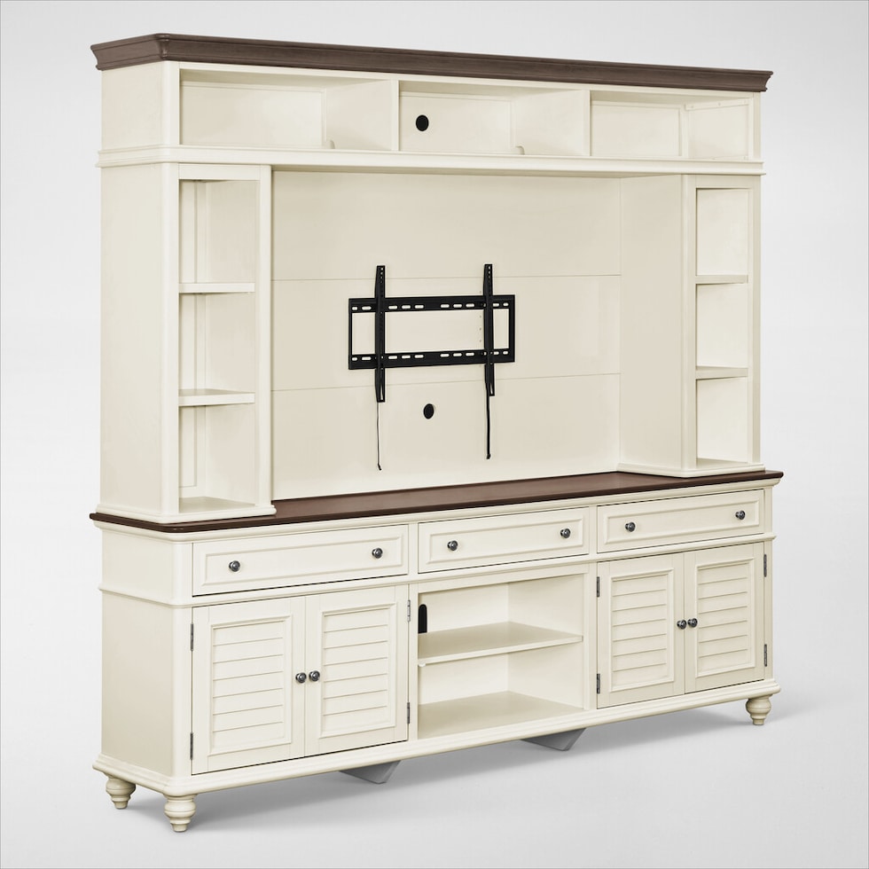 charleston white entertainment wall unit   