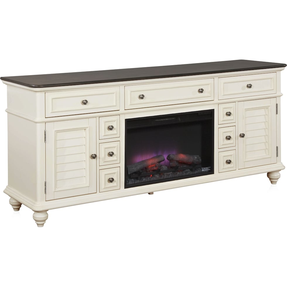 charleston white fireplace tv stand   