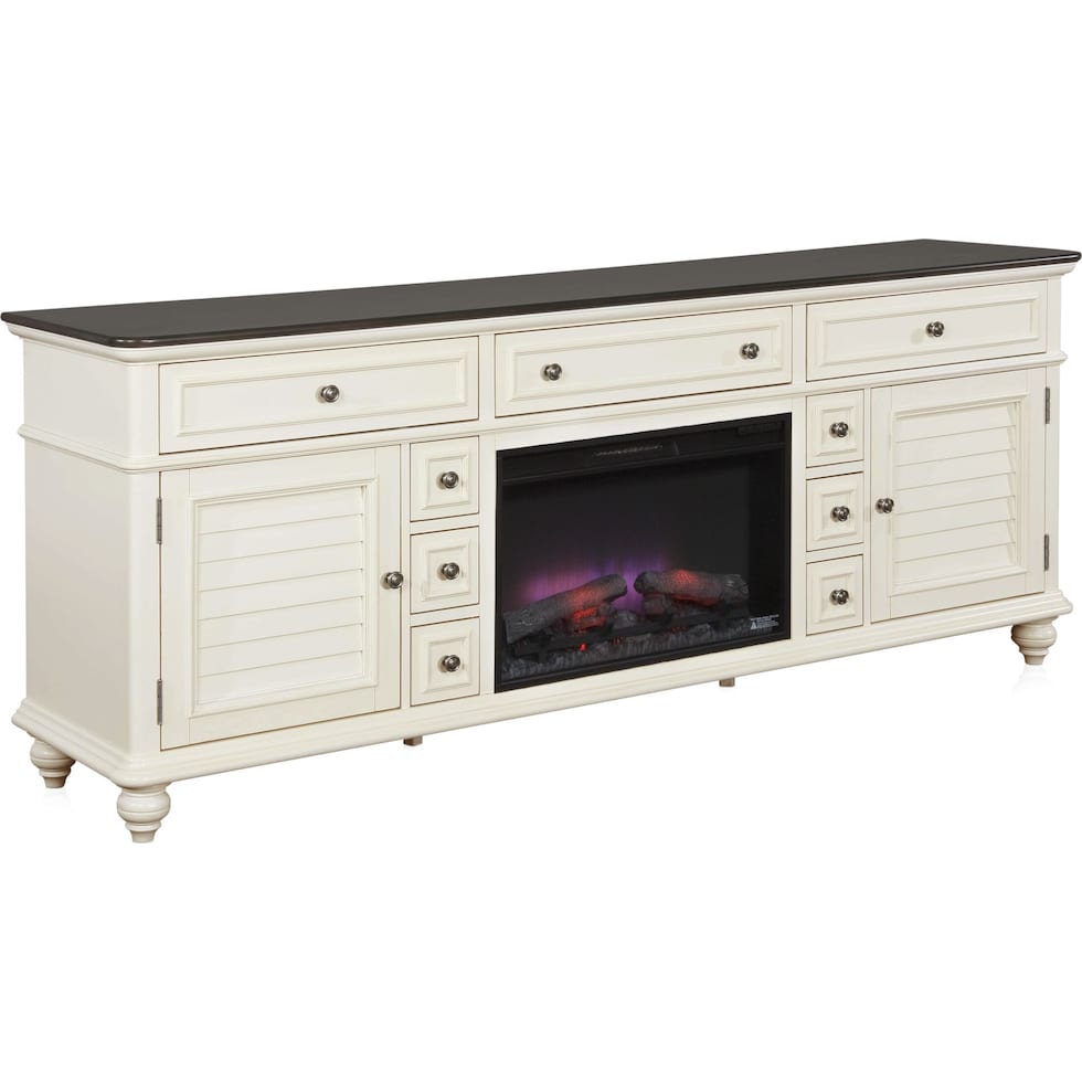charleston white fireplace tv stand   