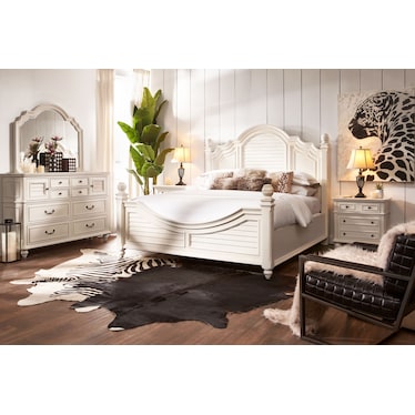 Charleston King Poster Bed - White
