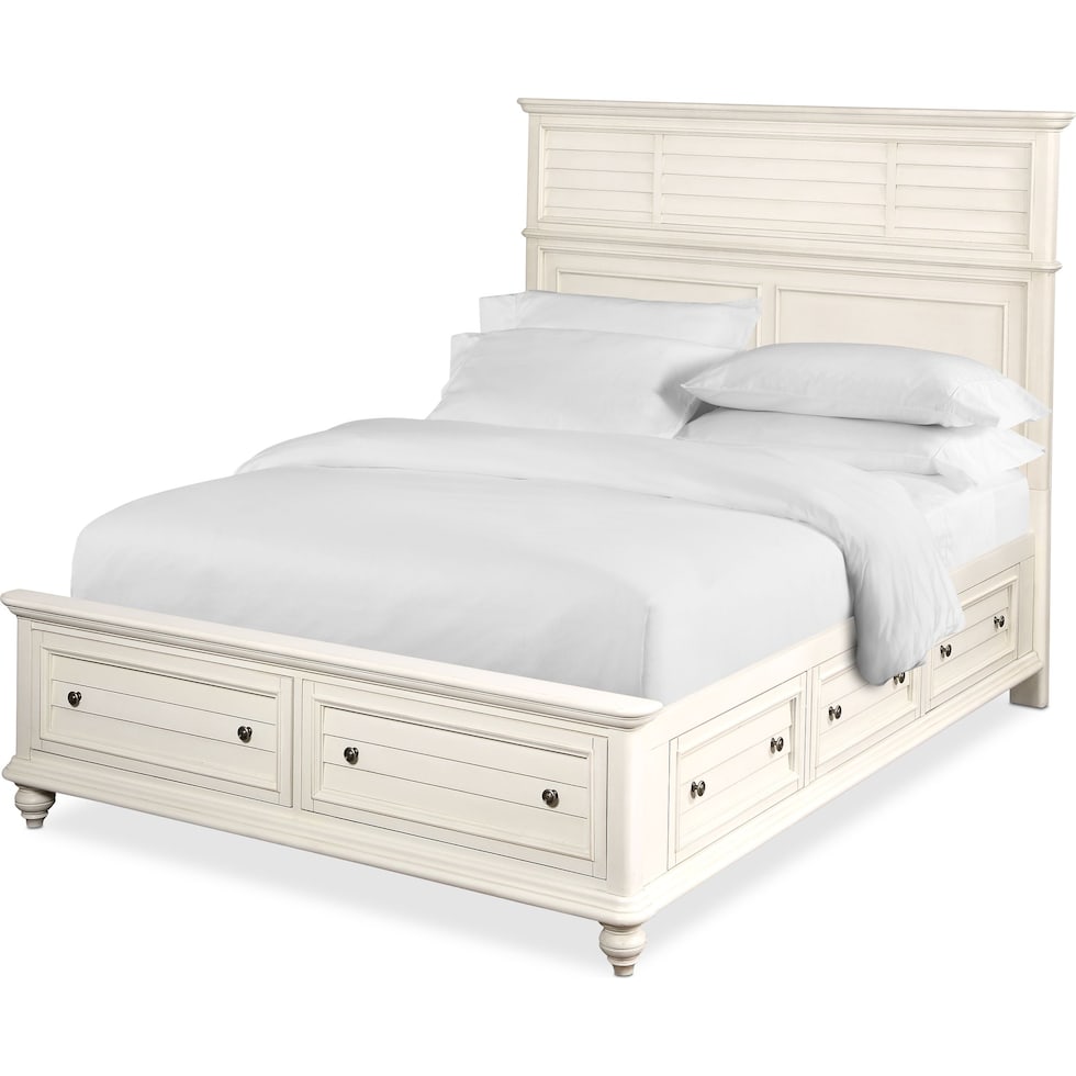 charleston white queen storage bed   