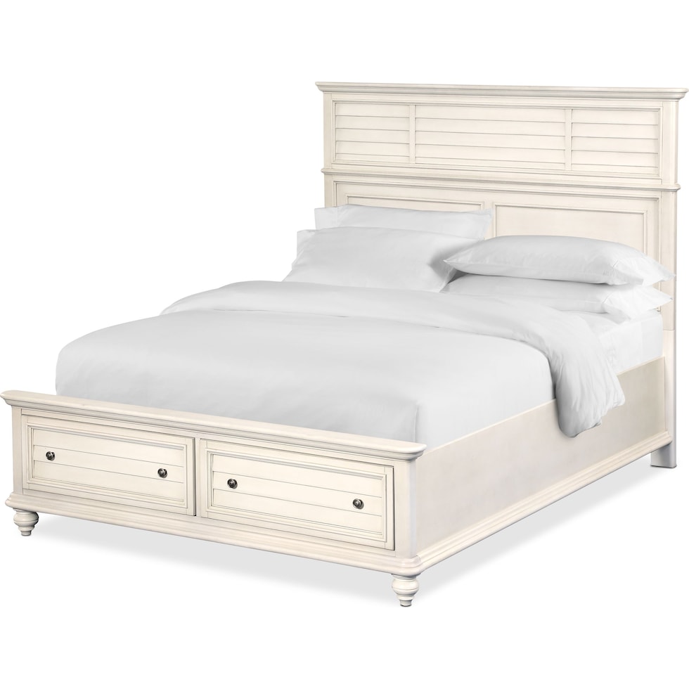 charleston white queen storage bed   