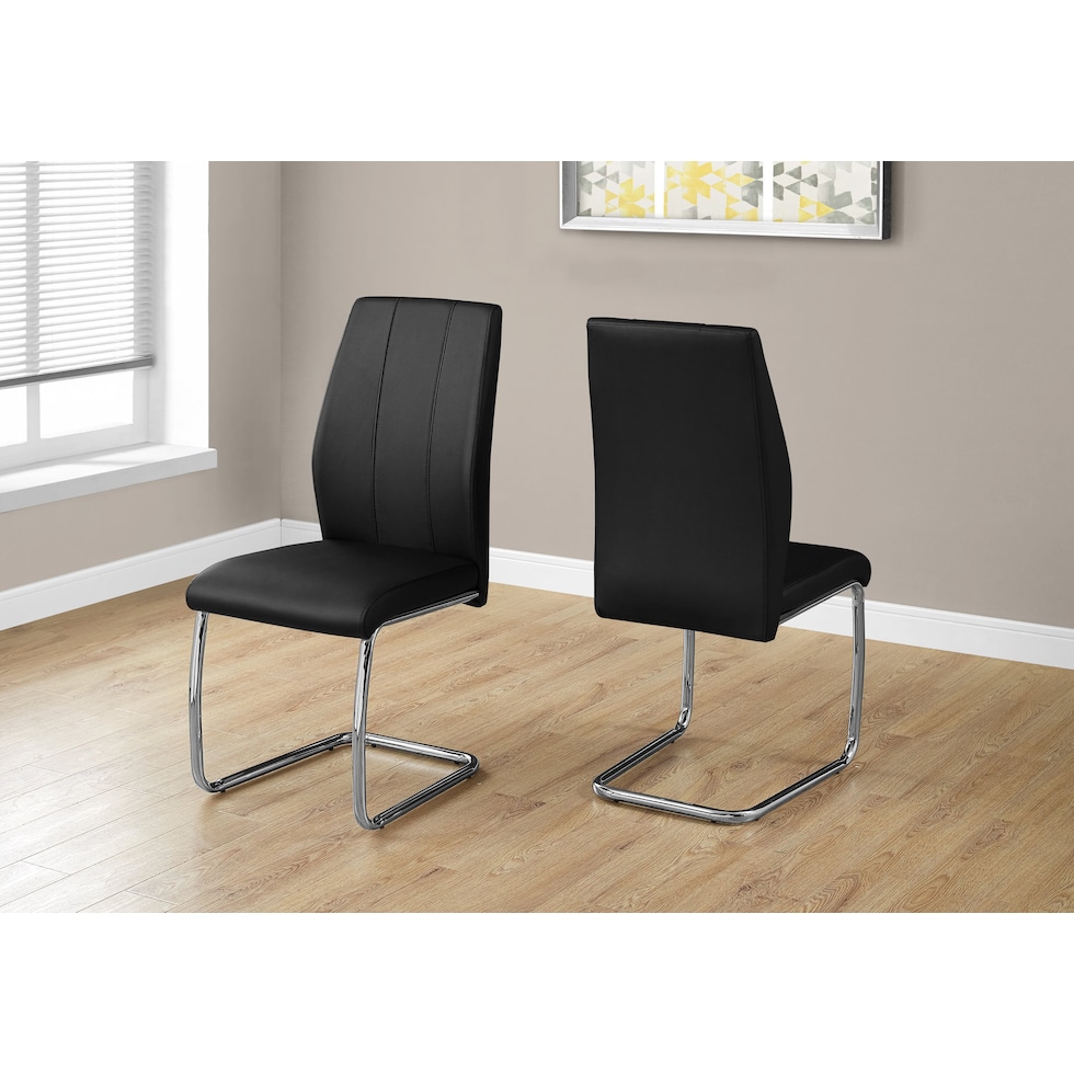 charley black vegan leather chrome chair   