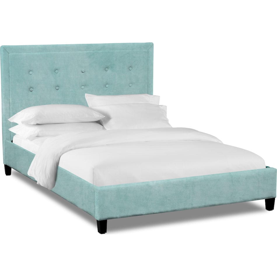 charlie blue king upholstered bed   